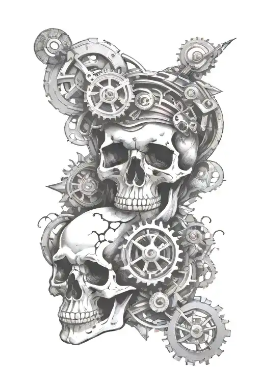 Psychedelic Skull Galaxy With Gears