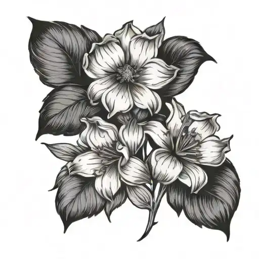 July And August Birth Flower Combo Tattoo Minimal Line Art