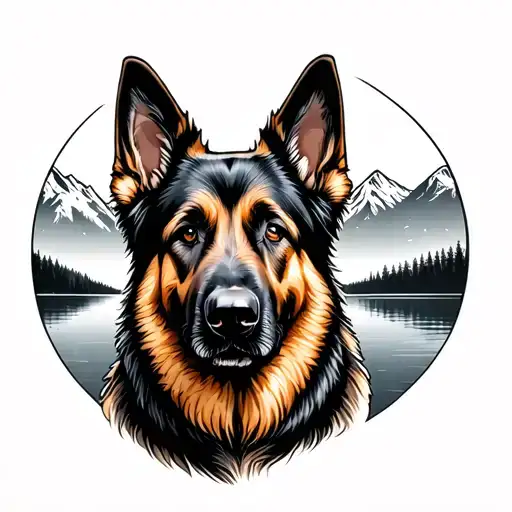 German Shepherd Lake Mountains