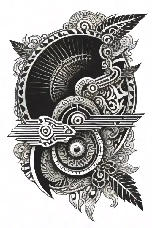 Aztec Music Mandala Design Incorporating Elements