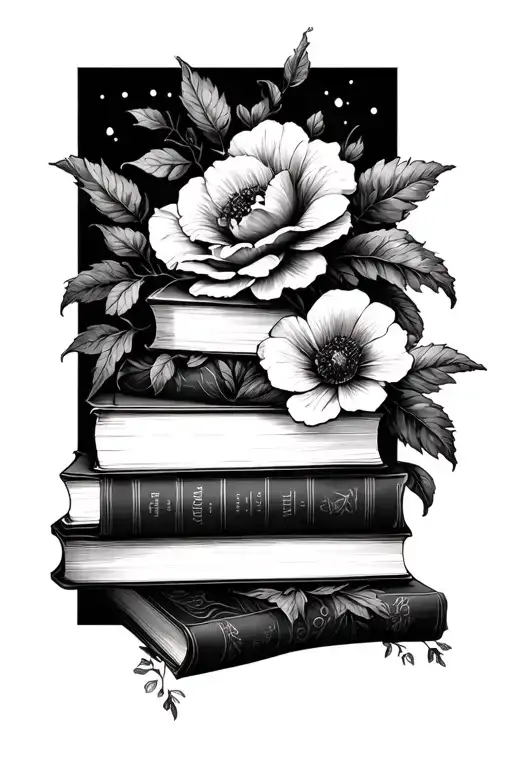 Dark Romance With Books And Flowers