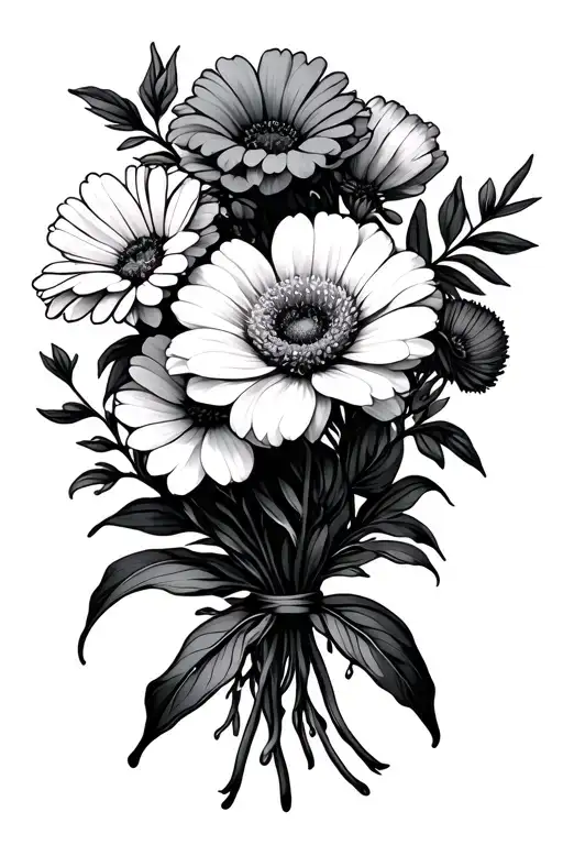 September And April Birth Flowers In A Bouquet Tied