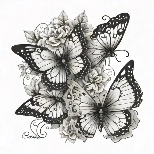 Cursive Saying Of Cambios Por Paso And Two Fine Line Butterflies