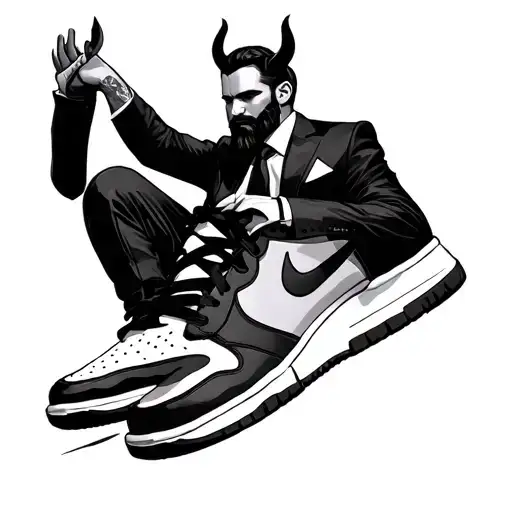Guy In A Suit With Devil Ears And A Beard Nike Sneakers