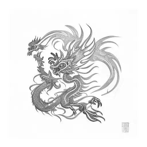 Fire Rooster With Water Dragon