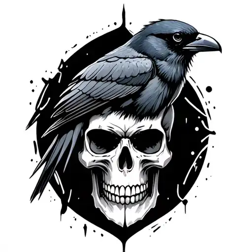 Skull And Crow Nordic Trash Style