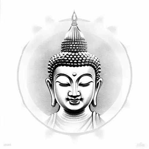 Buddha With Temple In The Background