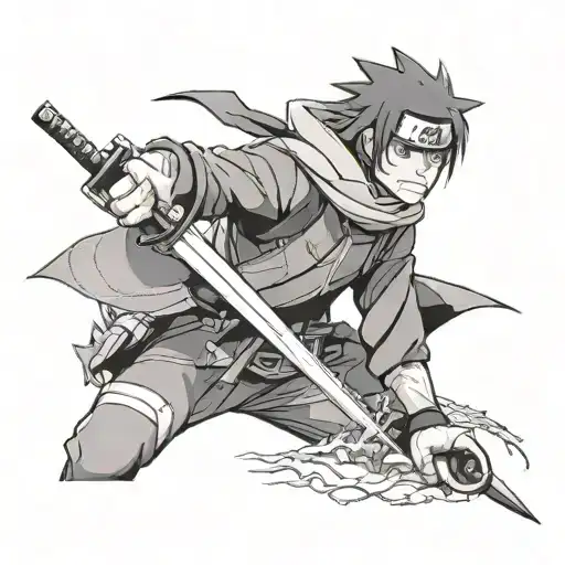 Naruto Holding A Kunai Knife With Itachi's Face