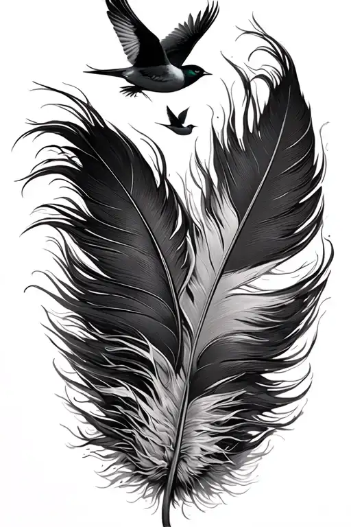 Feather And Birds Flying From The Feather With Words Free Yourself