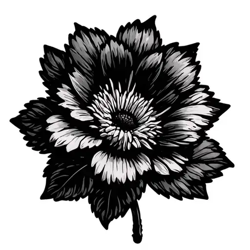 Fine Line Outline Austria Alp Flower Minimalism Style Draw