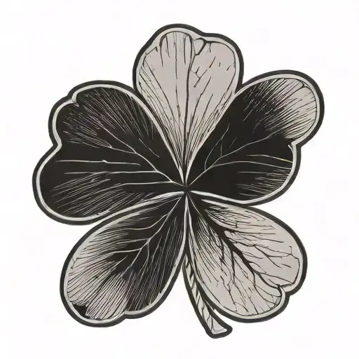 Minimal Four Leaf Clover And Gemini Sign With Star Sign