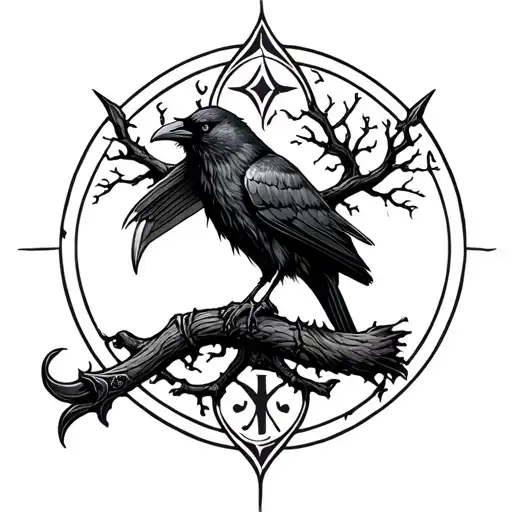 Viking Hammer Crow Life Tree Rune