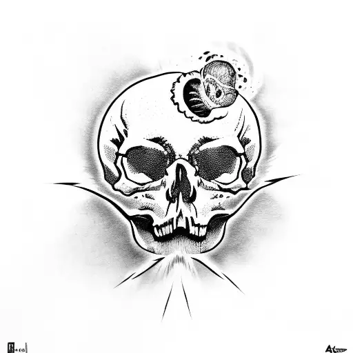 A Skull Going Into A Wormhole In Space