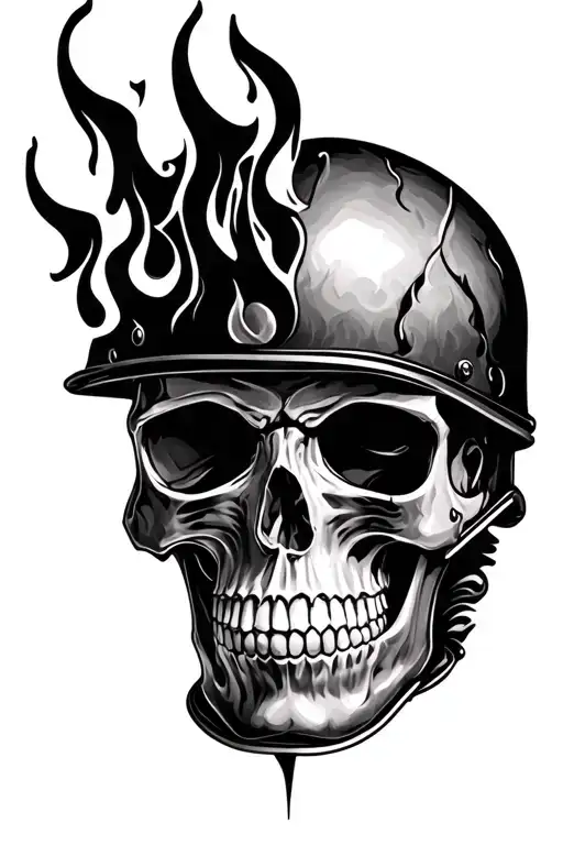 Skull Fire Helmet Merged Together Showcasing The Client's