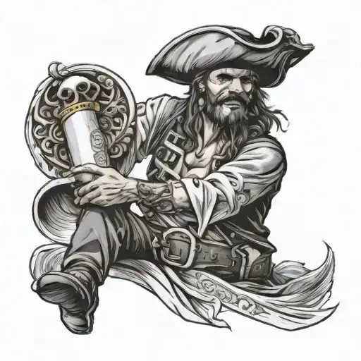Pirate Holding A Scroll Wrapped