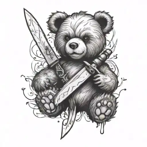 Teddy Bear Holding A Knife