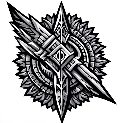 Spear Head With Aztec Pattern