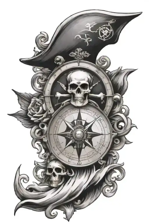 Compass With Pirate Skull