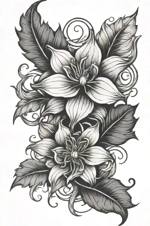 Cyber Sigilism Flower Large Black Leaves