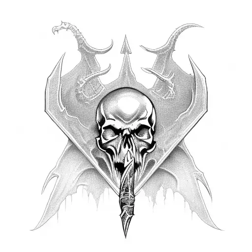 A Detailed Illustration Of The Diablo 2 Logo With A Skull Incorporated Into The Design