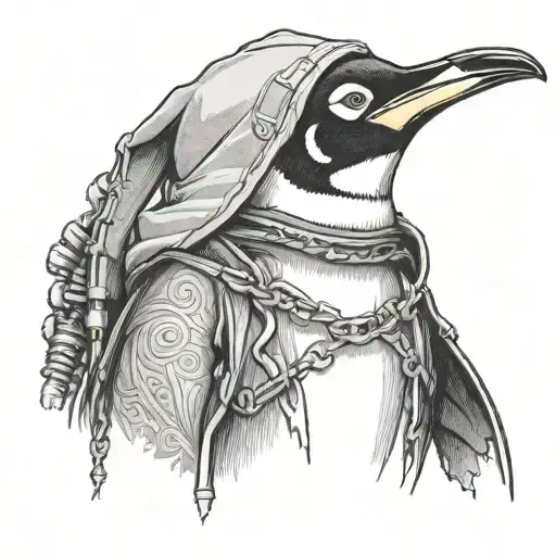 Penguin From Madagascar In Hoodie And Headphone And Neck Chain