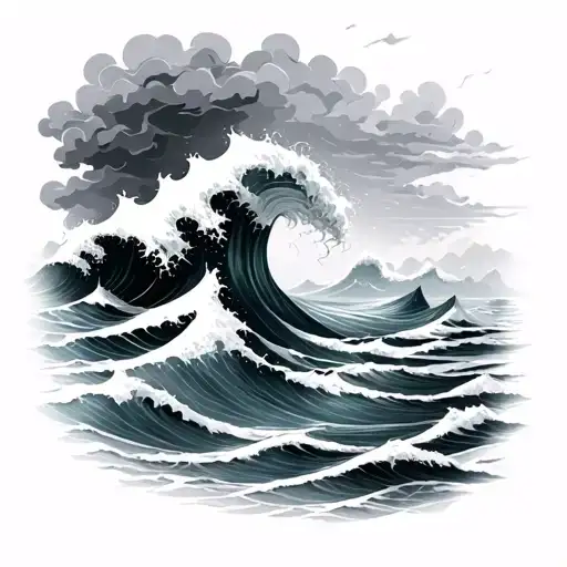 Ocean Storm Clouds Waves Forming