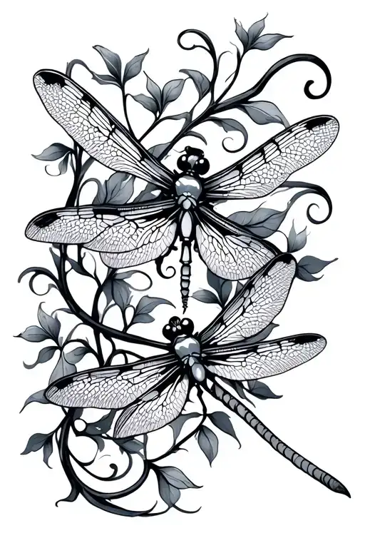 Floral Vine Thin Long Dragonfly