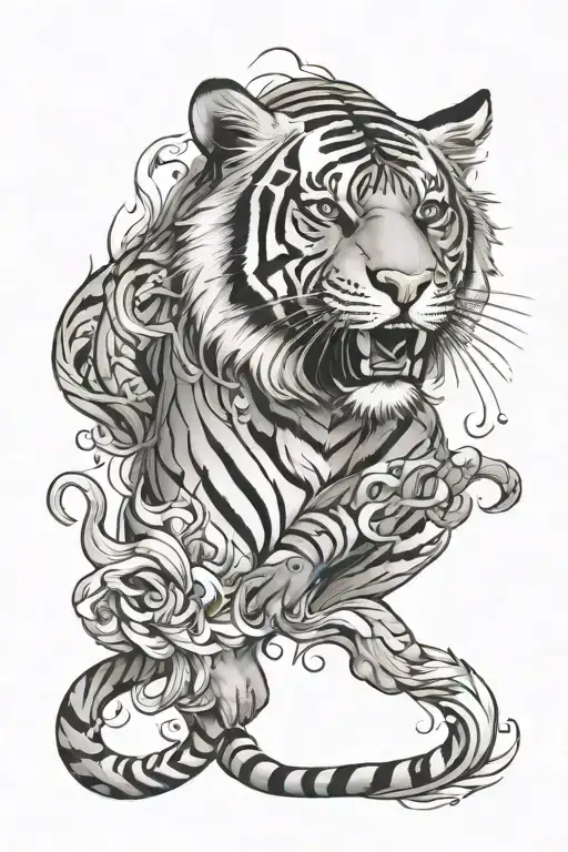 Tiger With Smoke Line