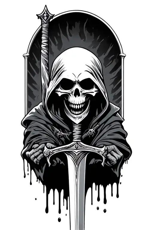 Reaper Of Death With Sword With Blood