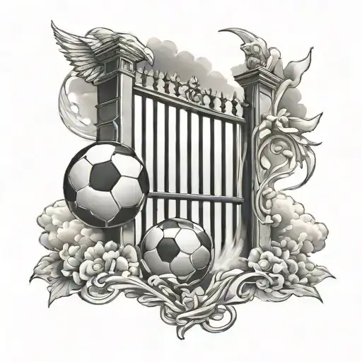 Tattoo Of Gate To Heaven With Football