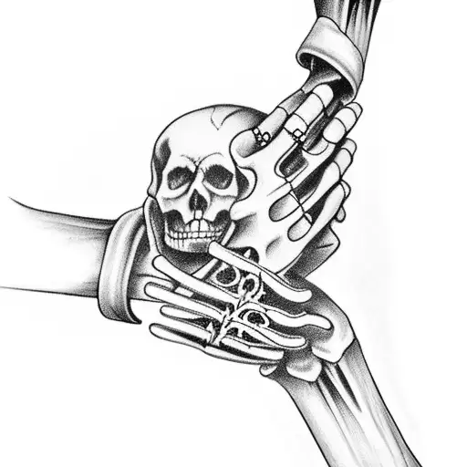 Forearm Sleeve With Skeleton Holding A Time Piece