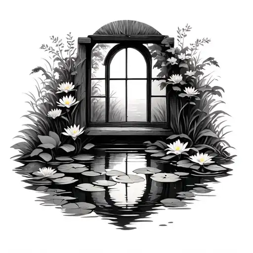 Lily Pond With A Window Nostalgic Vibe Outside