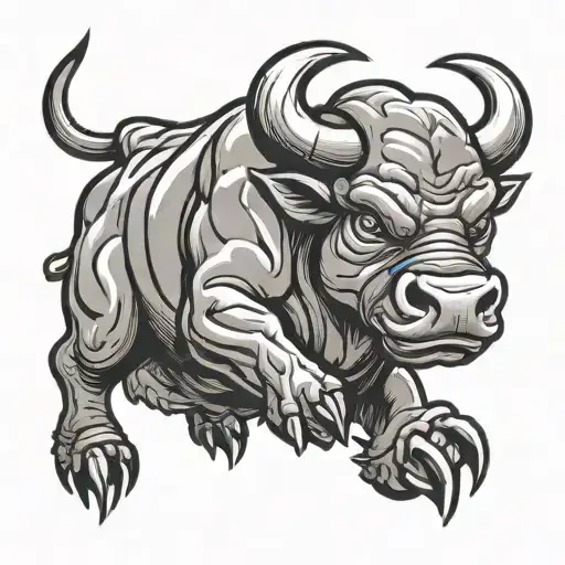 Angry Bull Cartoon Minitor Style
