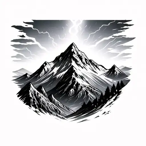 Lightning Striking Mountain