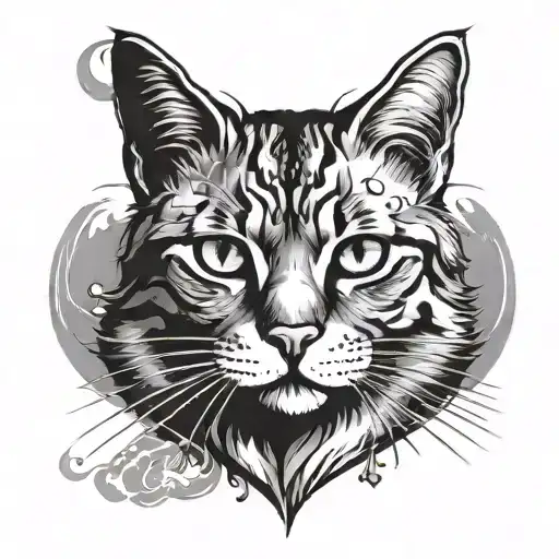 Cat Face Tattoo Minimalism Style Draw