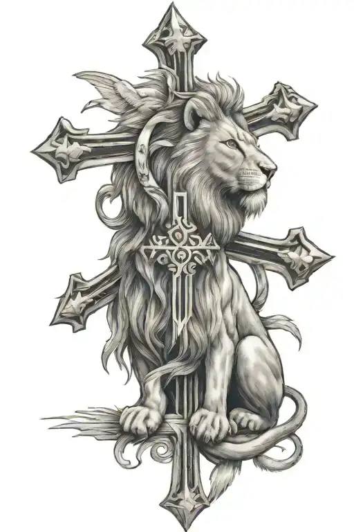Lion With Cross And Dove
