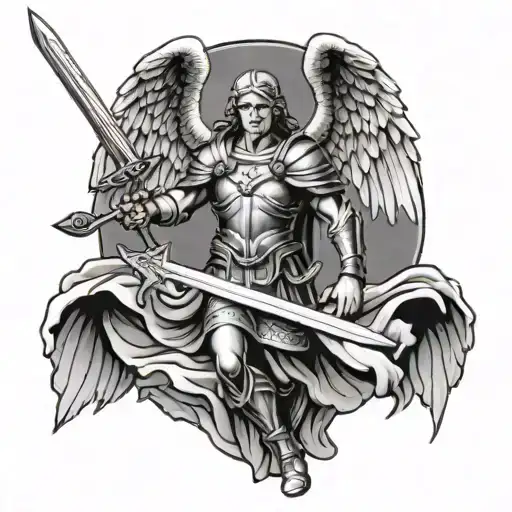 Archangel Michael With A Sword Above Head
