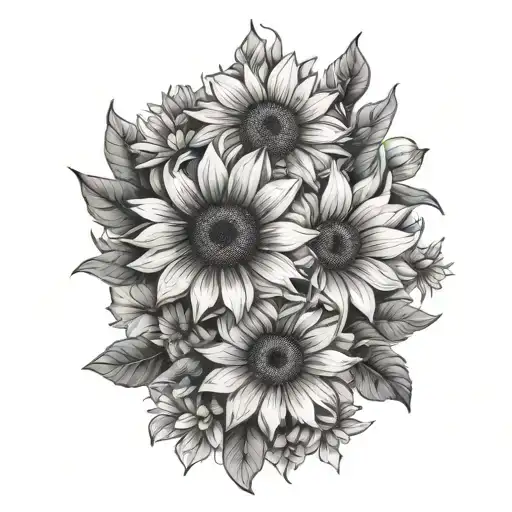 Sunflower Aster And Cosmos Bouquet