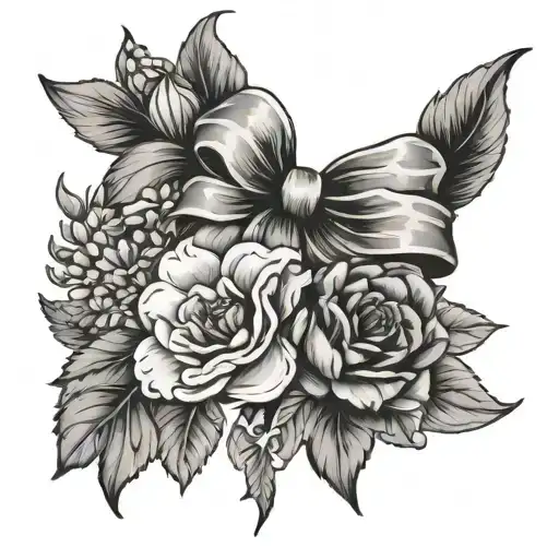 January And December Birth Flowers With A Bow And Something Representing Italy