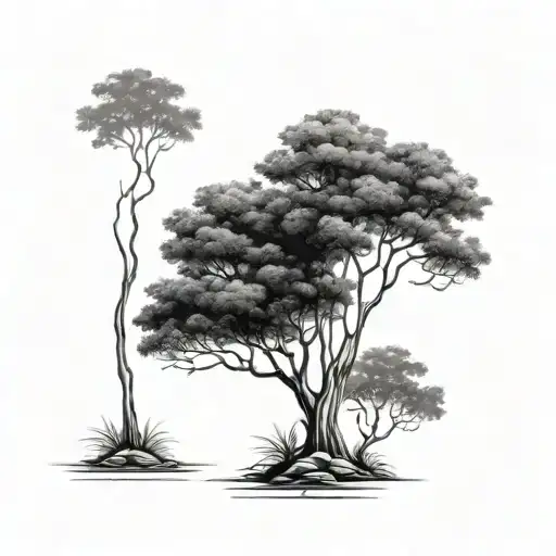 5 Trees Background Looking