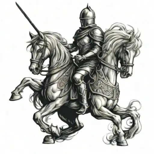 Female Knight On A Rearing Horse