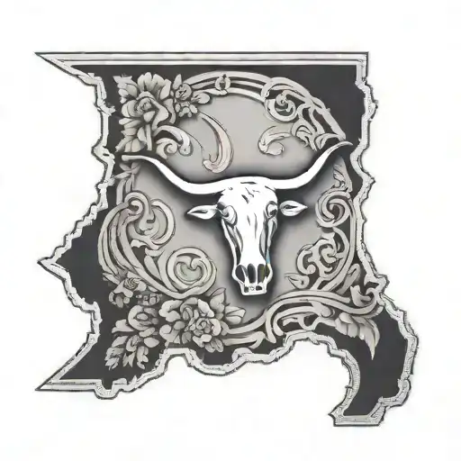 Texas Longhorns With State Outline
