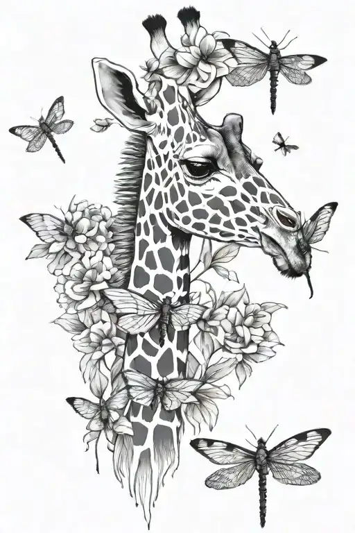 Giraffe And Dragonfly Its Body