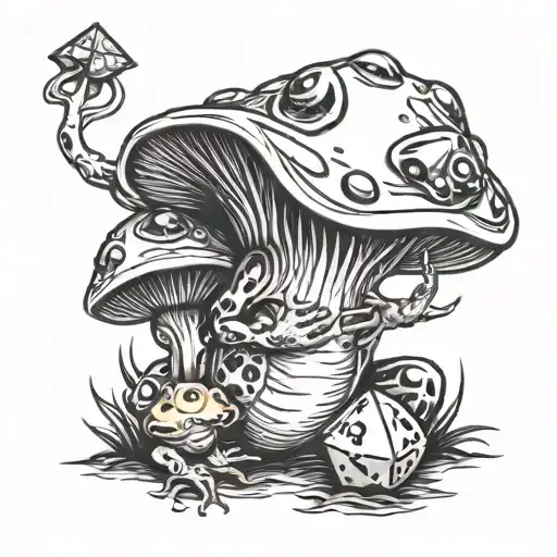 Mushroom Frog With D20 Dice