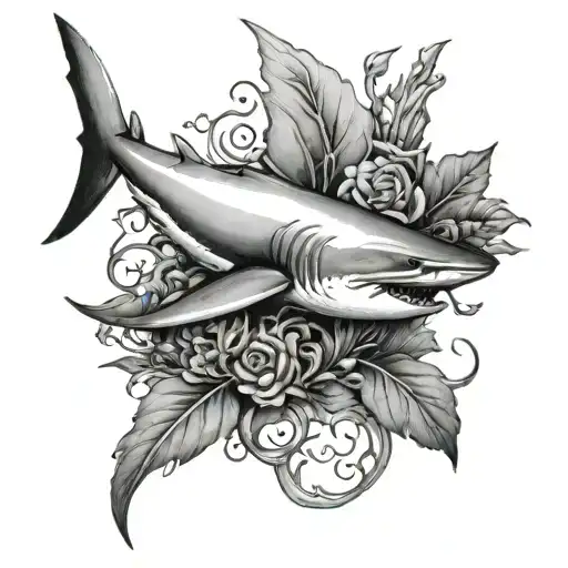 Shark Shadow With Vines Growing