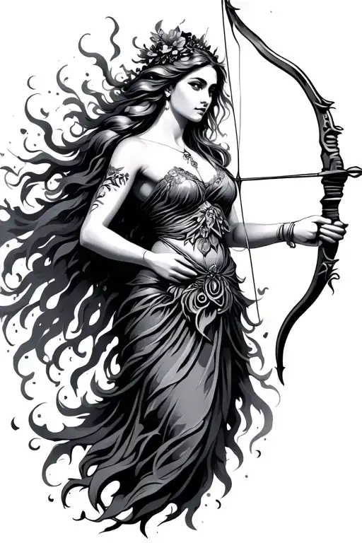 Goddess Holding Bow And Arrow