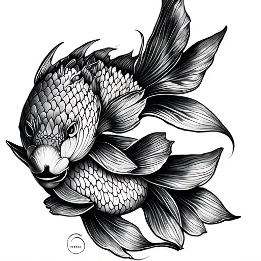 Lotus Koi Fish Fine Line