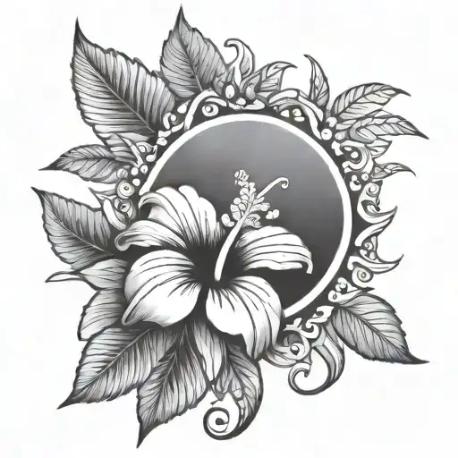 Filipino Sun And Hibiscus Flower Surrounding