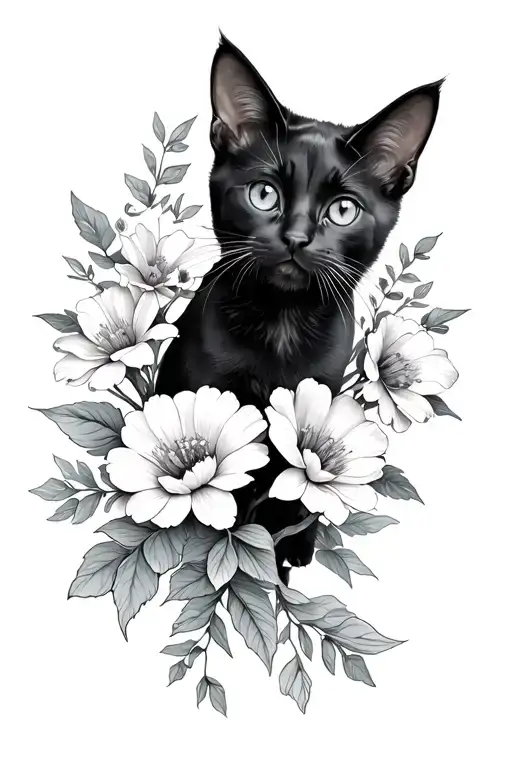 Cute Black Cat Flowers