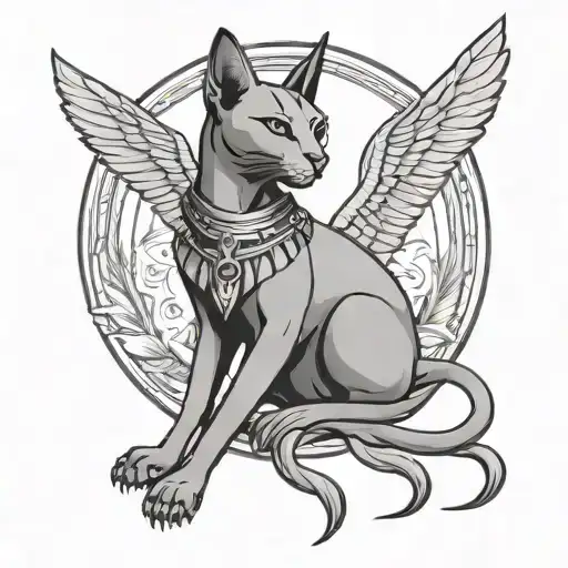 Bastet Egyptian Goddess Of Cats With Norse Wings